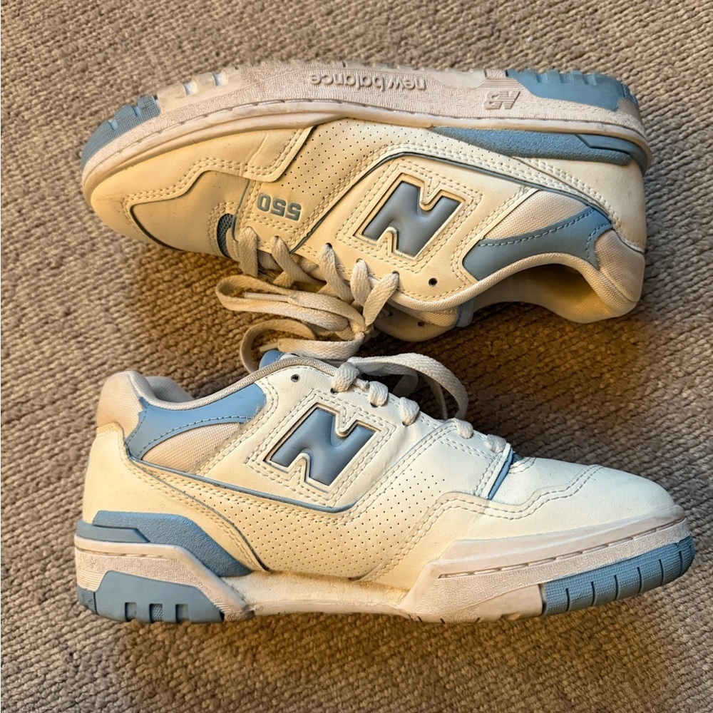 New Balance 550 White and Blue Sneakers - Picture 2 of 4